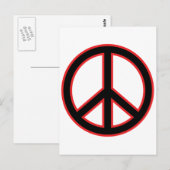 Red & Black Peace Symbol Postkarte (Vorne/Hinten)
