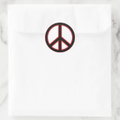 Red & Black Peace Symbol Runder Aufkleber (Tasche)