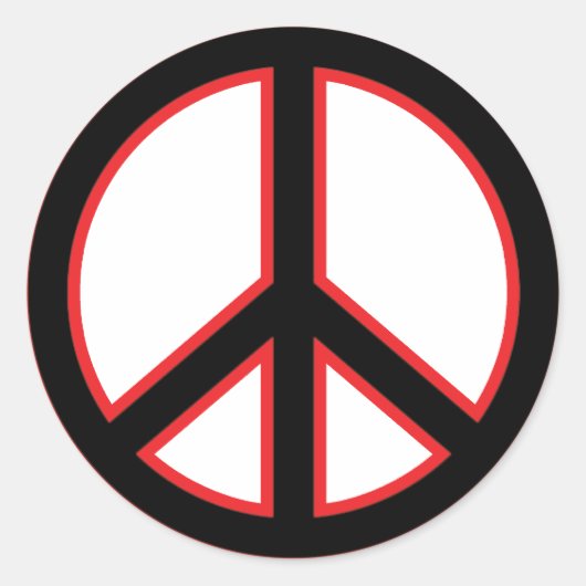 Red & Black Peace Symbol Runder Aufkleber (Vorderseite)