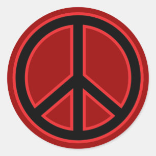 Red & Black Peace Symbol Runder Aufkleber