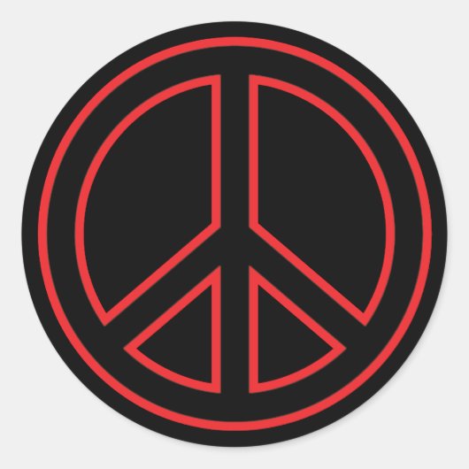 Red & Black Peace Symbol Runder Aufkleber (Vorderseite)