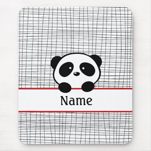 Red Black Personalisiert Panda Bear Mousepad (Vorne)