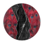 Red Black Pfau Marble Agate Glam Schneidebrett (Vorderseite)