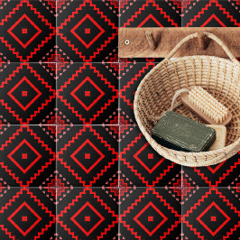 Red Black Pink Ethnic Talavera Geometrisches Muste Fliese