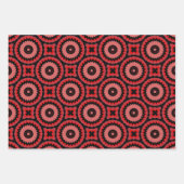 Red Black Pink Ethnic Tribal Geometric Muster Geschenkpapier Set (Vorderseite)