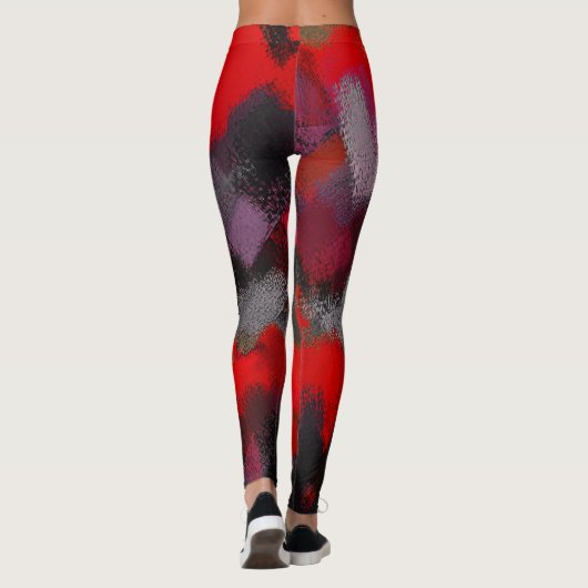 Red Black Pink Paint Spritzer Leggings (Rückseite)