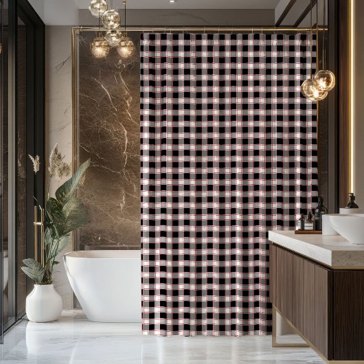 Red Black Plaid Curtain Welcome Gift for Home Duschvorhang