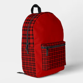 Red Black Plaid Pattern Bedruckter Rucksack