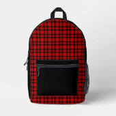 Red Black Plaid Pattern Bedruckter Rucksack (Vorderseite)