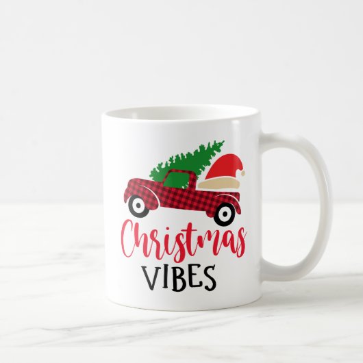 Red Black Plaid Pattern Rustic Christmas Truck  Kaffeetasse (Rechts)