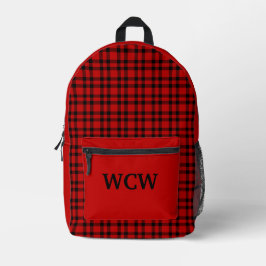 Red Black Plaid Personalize Pattern Bedruckter Rucksack
