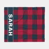 Red & Black Plaid Personalized Name Fleecedecke (Vorderseite (Horizontal))