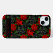 Red Black Poinsettia Chrstimas Case-Mate iPhone Hülle (Rückseite (Horizontal))