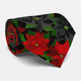 Red Black Poinsettia Goth Chrstimas Krawatte