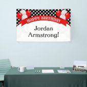 Red Black Polka Dot Balloon Birthday Banner (Messeveranstaltung)