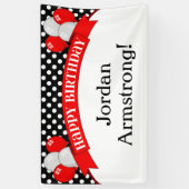 Red Black Polka Dot Balloon Birthday Banner (Vertikal)