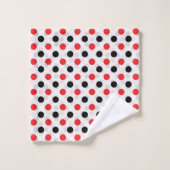 Red Black Polka Dots Textile Muster Design Badhandtuch Set (Waschlappen)