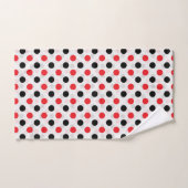Red Black Polka Dots Textile Muster Design Badhandtuch Set (Handtuch)