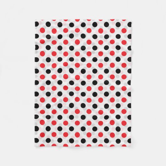 Red Black Polka Dots Textile Muster Design Fleecedecke (Vorderseite)