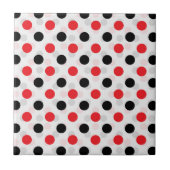 Red Black Polka Dots Textile Muster Design Fliese (Vorderseite)