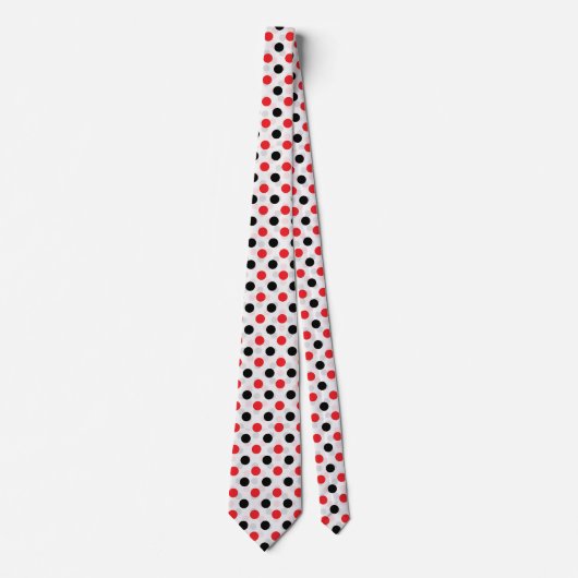Red Black Polka Dots Textile Muster Design Krawatte (Vorderseite)