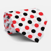 Red Black Polka Dots Textile Muster Design Krawatte (Gerollt)