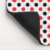 Red Black Polka Dots Textile Muster Design Mousepad (Ecke)