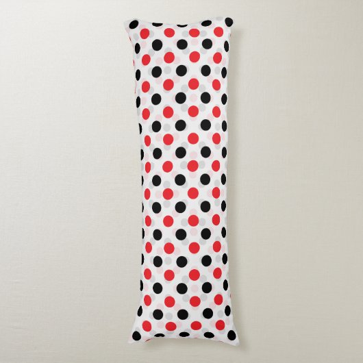 Red Black Polka Dots Textile Muster Design Seitenschläferkissen (Vorderseite Vertikal)