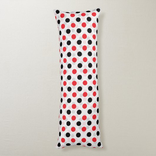 Red Black Polka Dots Textile Muster Design Seitenschläferkissen (Rückseite (Vertikal))