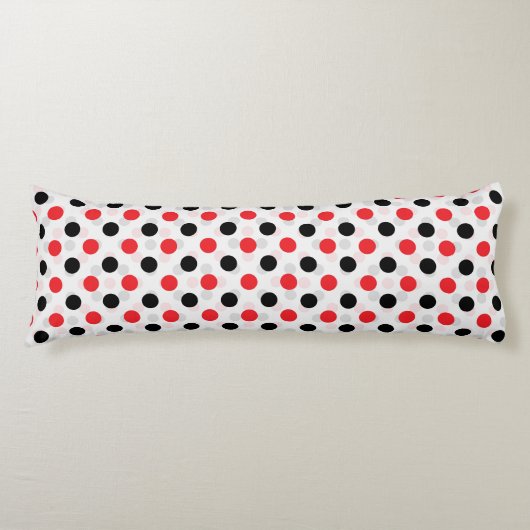 Red Black Polka Dots Textile Muster Design Seitenschläferkissen (Vorderseite)