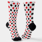 Red Black Polka Dots Textile Muster Design Socken (Gewinkelt)