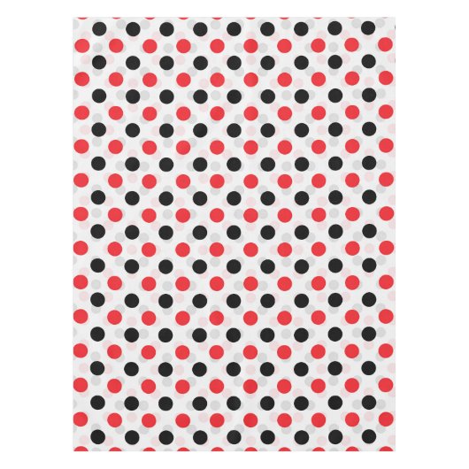 Red Black Polka Dots Textile Muster Design Tischdecke (Vorderseite)