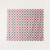 Red Black Polka Dots Textile Muster Design Wandteppich (Vorderseite (Horizontal))