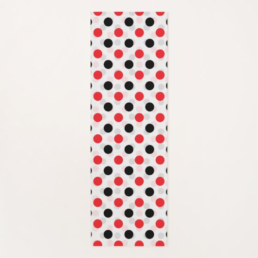 Red Black Polka Dots Textile Muster Design Yogamatte (Vorderseite)