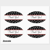 Red & Black Polka Dots-Wedding Ovaler Aufkleber (Blatt)