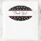 Red & Black Polka Dots-Wedding Ovaler Aufkleber (Tasche)