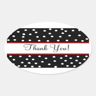 Red & Black Polka Dots-Wedding Ovaler Aufkleber