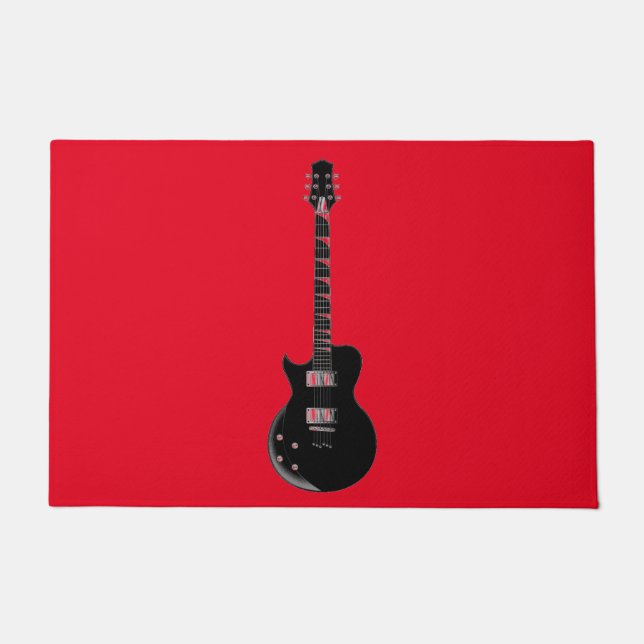 Red Black Pop Art Electric Gitarre Fußmatte (Vorderseite)