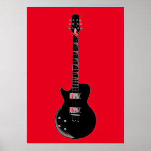 Red Black Pop Art Electric Gitarre Poster