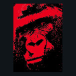Red Black Pop Art Gorilla Face Poster<br><div class="desc">Digital Computer Animal Art - College Pop Art - Wild Animal Computer Images</div>