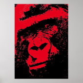 Red Black Pop Art Gorilla Face Poster (Vorne)