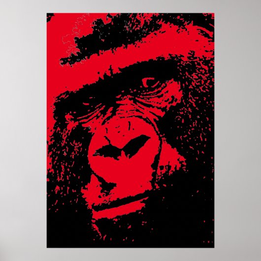 Red Black Pop Art Gorilla Face Poster (Vorne)