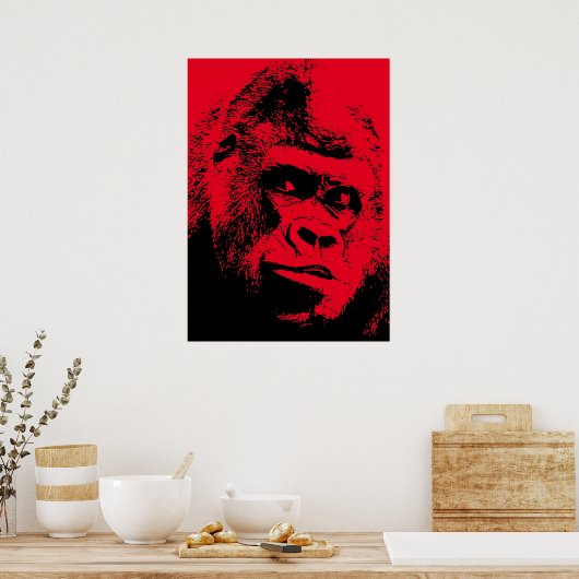 Red Black Pop Art Gorilla Poster (Küche)