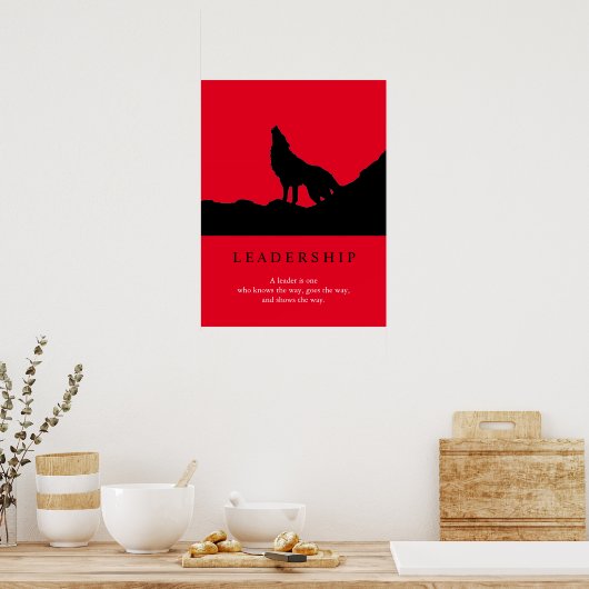 Red Black Pop Art Leadership Wolf Howling Poster (Küche)