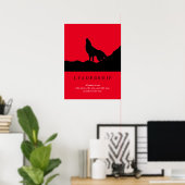 Red Black Pop Art Leadership Wolf Howling Poster (Heimbüro)