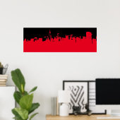 Red Black Pop Art New York City Skyline Poster (Heimbüro)