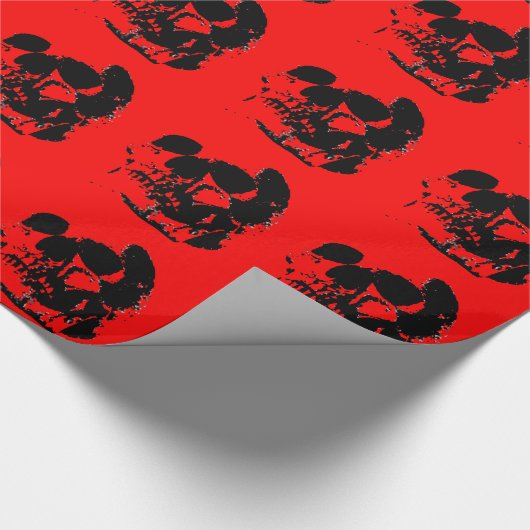 Red Black Pop Art Skull Geschenkpapier (Ecke)