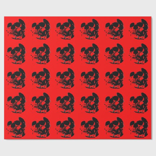 Red Black Pop Art Skull Geschenkpapier (Flach)