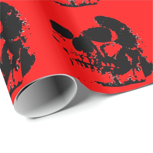 Red Black Pop Art Skull Geschenkpapier (Rolleneckpunkt)