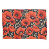Red Black Poppy Blume Pattern Kissenbezug (Vorderseite)